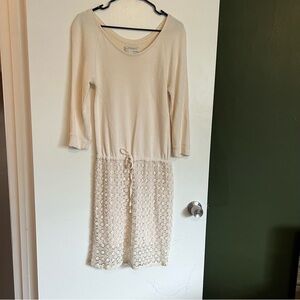 anthropologie saturday sunday cream sweatshirt and lace detail dress Size XS